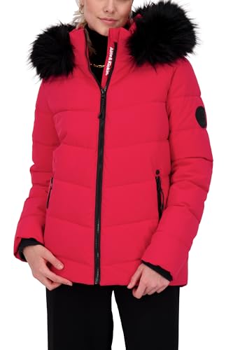 ALIFE AND KICKIN AdelaAK A Puffer Jacket - Winterjacke Damen mit Fellkapuze, warme Steppjacke, Puffer Jacke in Daunenoptik, Kunstfell, kurze vegane Damen Damen Steppjacke, Winterjacke fuchsia L von alife & kickin