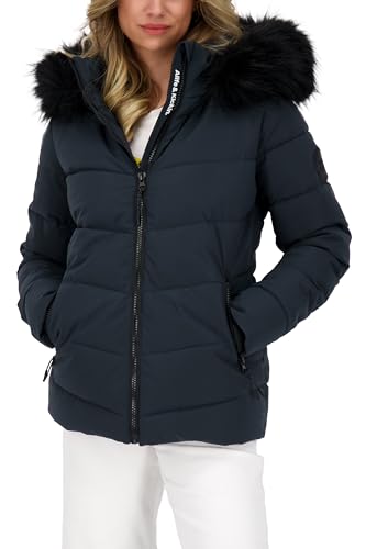 ALIFE AND KICKIN AdelaAK A Puffer Jacket - Winterjacke Damen mit Fellkapuze, warme Steppjacke, Puffer Jacke in Daunenoptik, Kunstfell, kurze vegane Damen Damen Steppjacke, Winterjacke marine L von alife & kickin