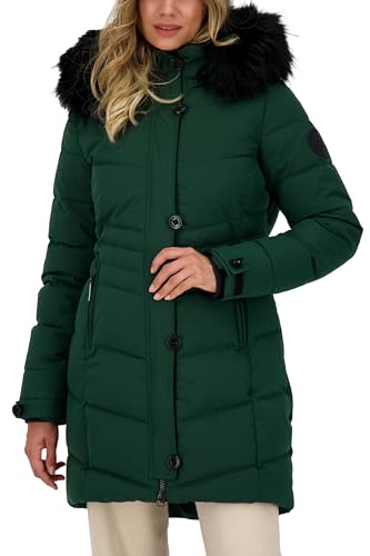 ALIFE AND KICKIN AmaliaAK A Puffer Coat - Winterjacke Damen mit Fellkapuze, warme Steppjacke, gefüttert in Daunenoptik, Damen Steppjacke, Winterjacke dark forest S von alife & kickin