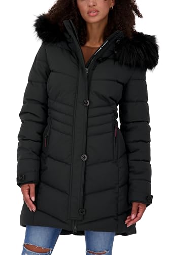 ALIFE AND KICKIN AmaliaAK A Puffer Coat - Winterjacke Damen mit Fellkapuze, warme Steppjacke, gefüttert in Daunenoptik, Damen Steppjacke, Winterjacke moonless S von alife & kickin