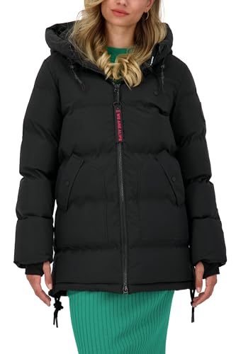 ALIFE AND KICKIN CathyAK A Puffer Parka - Winterjacke Damen mit Kapuze, langer Wintermantel in Daunenoptik, stylische Steppjacke in gerader Passform Damen Steppjacke, Winterjacke moonless L von alife & kickin