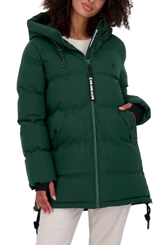 ALIFE AND KICKIN CathyAK A Puffer Parka - Winterjacke Damen mit Kapuze, langer Wintermantel in Daunenoptik, stylische Steppjacke in gerader Passform Damen Steppjacke, Winterjacke dark forest L von alife & kickin