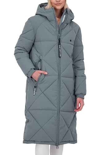 ALIFE AND KICKIN EnyaAK A Puffer Coat - Lange Winterjacke Damen, Steppmantel Warm Gefüttert mit Kapuze, Puffer Jacke in Daunenoptik, Figurnah Geschnitten Damen Winterjacke, Jacke basalt S von alife & kickin