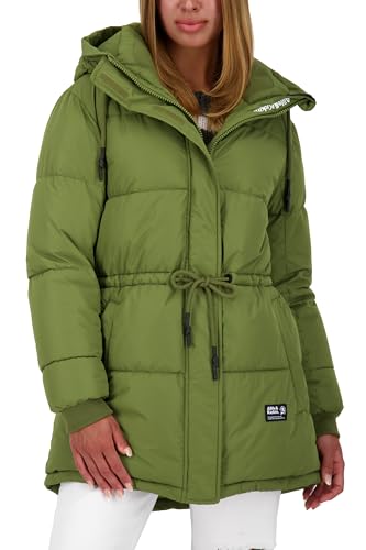 ALIFE AND KICKIN ErinAK A Puffer Jacket - Winterjacke Damen Wattiert, Steppjacke mit Kapuze, Warm Gefüttert in Daunenoptik, Regulierbarer TaillenKordelzug Damen Winterjacke, Jacke sea kelp L von alife & kickin