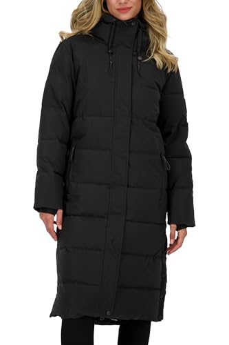 ALIFE AND KICKIN KatiaAK A Puffer Coat - Winterjacke Damen mit Kapuze, langer Wintermantel in Daunenoptik, warme Steppjacke, Damen Winter Oberbekleidung Damen Steppjacke, Winterjacke moonless S von alife & kickin