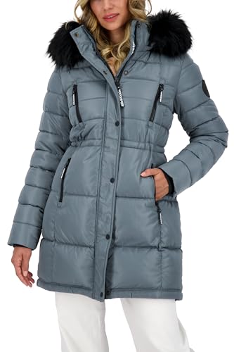 ALIFE AND KICKIN NicolaAK A Puffer Coat - Winterjacke Damen mit Fellkapuze, warme Steppjacke, kurzer Steppmantel gefüttert in Daunenoptik, Damen Winterjacke, Jacke, Steppjacke basalt M von alife & kickin