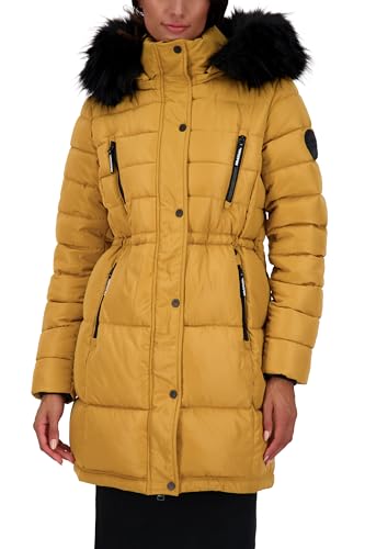 ALIFE AND KICKIN NicolaAK A Puffer Coat - Winterjacke Damen mit Fellkapuze, warme Steppjacke, kurzer Steppmantel gefüttert in Daunenoptik, Damen Winterjacke, Jacke, Steppjacke camel XL von alife & kickin