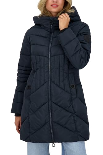 ALIFE AND KICKIN PriskaAK A Puffer Parka - Winterjacke Damen mit Kapuze, langer Wintermantel in Daunenoptik, stylische Steppjacke aus glänzendem Material Damen Steppjacke, Winterjacke marine M von alife & kickin