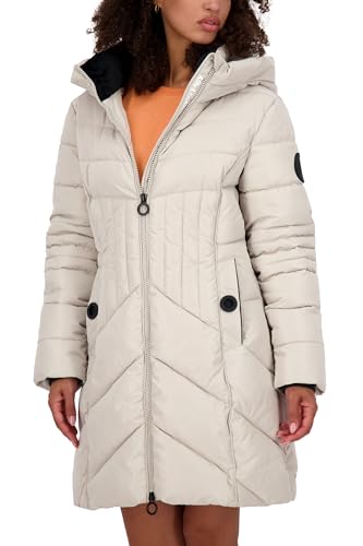 ALIFE AND KICKIN PriskaAK A Puffer Parka - Winterjacke Damen mit Kapuze, langer Wintermantel in Daunenoptik, stylische Steppjacke aus glänzendem Material Damen Steppjacke, Winterjacke pumice L von alife & kickin