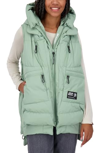 ALIFE AND KICKIN RachaAK A Long Vest - Steppweste Damen Lang, Übergangsjacke mit Fleece in Daunenoptik, Warme Ärmellose Puffer Weste mit Kapuze, Damen Steppweste, Weste alpine frost M von alife & kickin