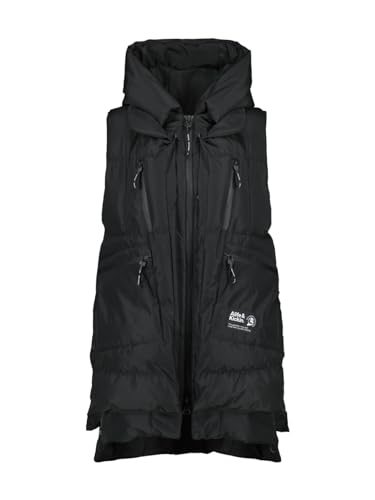 ALIFE AND KICKIN RachaAK A Long Vest - Steppweste Damen Lang, Übergangsjacke mit Fleece in Daunenoptik, Warme Ärmellose Puffer Weste mit Kapuze, Damen Steppweste, Weste moonless L von alife & kickin