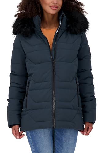 ALIFE AND KICKIN ZophiaAK A Puffer Jacket - Winterjacke Damen mit Fellkapuze, warme Steppjacke, gefüttert in Daunenoptik, kurze vegane Damen Winterjacke Damen Winterjacke, Steppjacke marine XL von alife & kickin