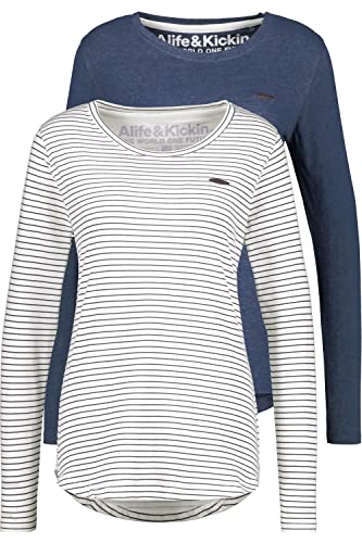 ALIFE and Kickin LeaAK Longsleeve Doublepack – Damen Longsleeve – Bequemes Langarmshirt für Frühling & Herbst – Weich & Atmungsaktiv – Perfekt für Übergangszeiten Cloudy XXL von alife & kickin