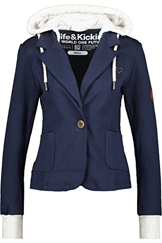 ALIFE and Kickin MaudeAK A Jacket – Damen Sweatjacke – Kapuzenjacke mit Reißverschluss – Kurze Zipper Jacke für Herbst & Winter Marine XXXL von alife & kickin