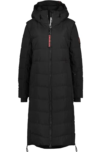 ALIFE AND KICKIN NellyAK A Puffer Coat - Winterjacke Damen mit Kapuze, langer Wintermantel in Daunenoptik, warme Steppjacke mit abnehmbarer Ärmel Damen Steppjacke, Winterjacke moonless XXL von alife & kickin