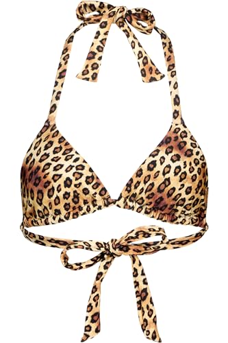ALIFE and Kickin TammyAK B Bikini Top - Damen Bikini Oberteil, Neckholder BH Triangel mit Angesagtem Leopardenprint, Herausnehmbaren Cups und Bindbaren Trägern Leo M von alife & kickin