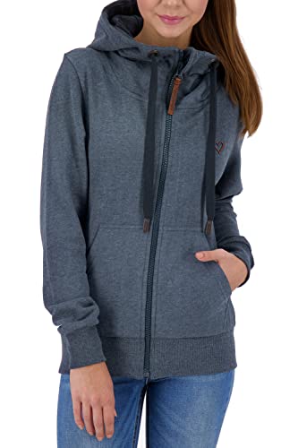 ALIFE and Kickin YasminAK A Hooded Sweat Jacket – Damen Sweatjacke – Kapuzenjacke mit Reißverschluss – Perfekt für kalte Tage – Zipper Jacke für Herbst & Winter Marine S von alife & kickin
