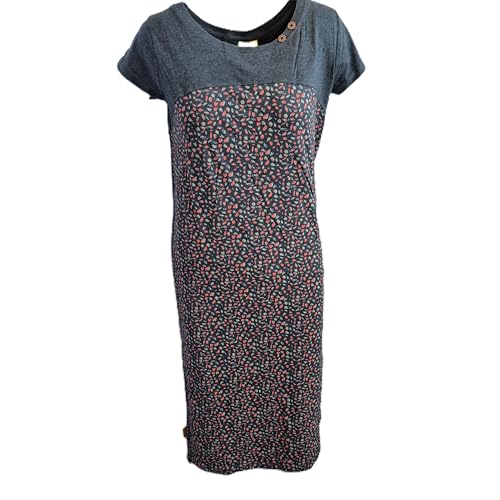 Alife and Kickin CosmaAK Damen Midi-Kleid, Jersey-Kleid mit Mini-Print, Grau mit Koralle von alife & kickin