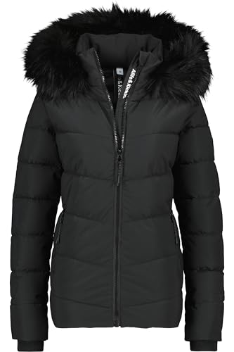 ALIFE AND KICKIN AdelaAK A Puffer Jacket - Winterjacke Damen mit Fellkapuze, warme Steppjacke, Puffer Jacke in Daunenoptik, Kunstfell, kurze vegane Damen Damen Steppjacke, Winterjacke moonless XXL von alife & kickin