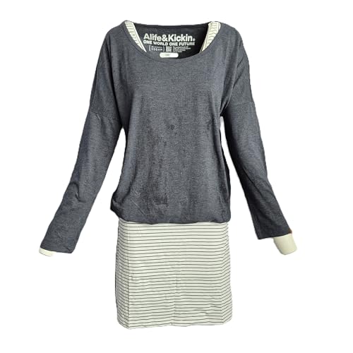 alife & kickin Damen Kleid Sommerkleid Sweatkleid, Langarm, Maritim-Streifen, Casual Freizeitkleid, Knielang von alife & kickin