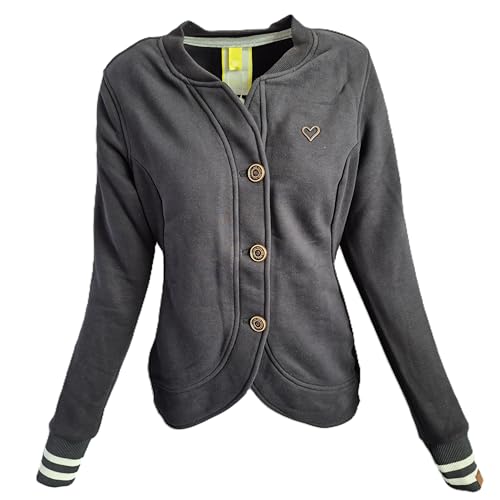 alife & kickin Jacke Sweatjacke MartaAK Damen Sweatblazer, Grau schwarz Maritimer Stil mit Kontrastdetails, Herzemblem von alife & kickin