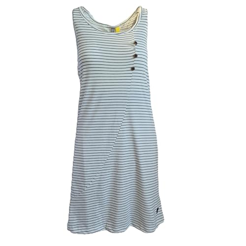 alife & kickin Kleid Sommerkleid Strandkleid Damen Jerseykleid, Gestreiftes Trägerkleid mit Knöpfen, Wickeloptik, Weiß-Schwarz Gr. S von alife & kickin