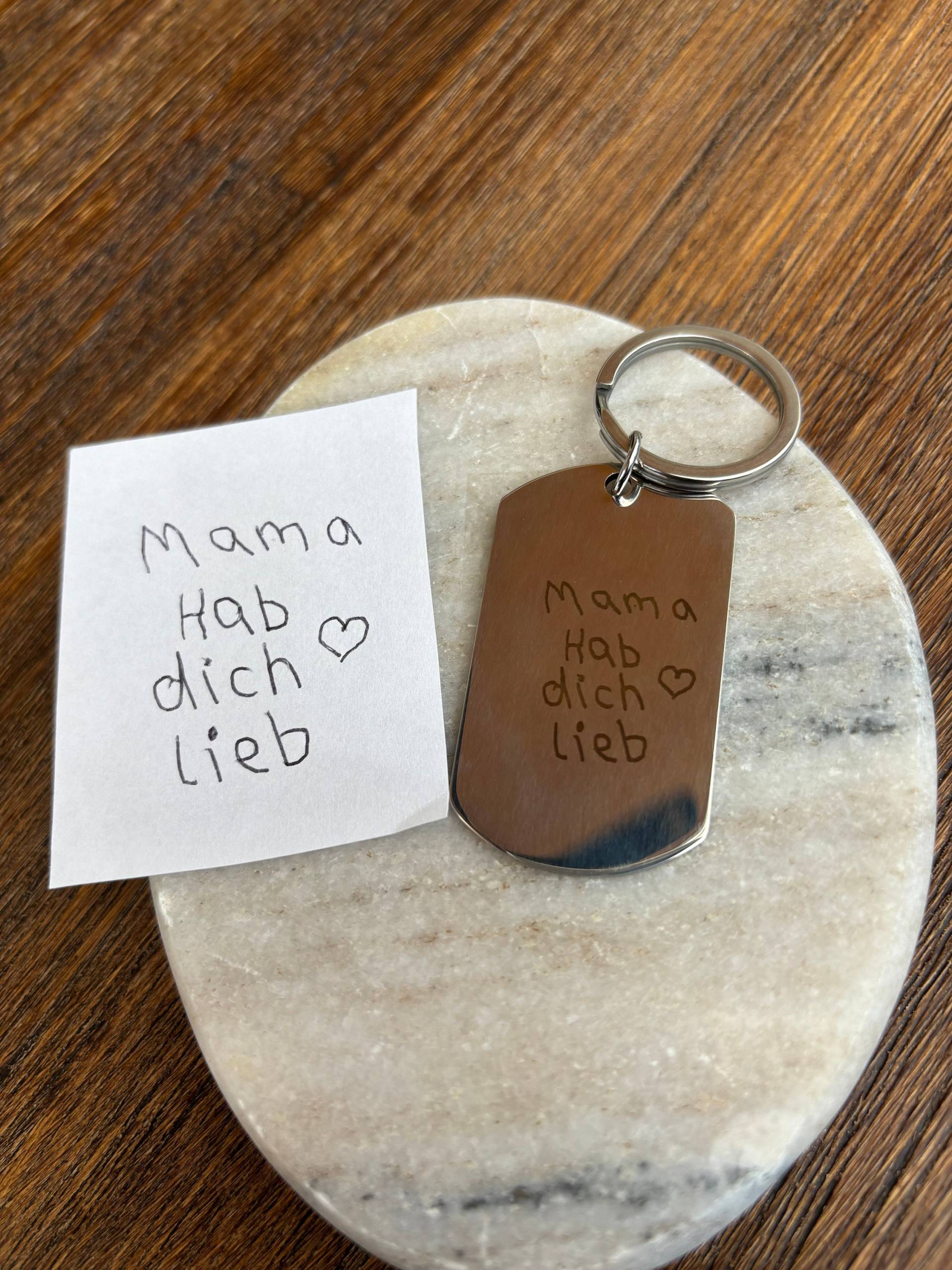 Schlüsselanhänger Eigene Handschrift Gravur Aus Edelstahl, Silber Schlüsselanhänger Eigene Handschrift Gravur Aus Edelstahl, Silber von alinacharmshop