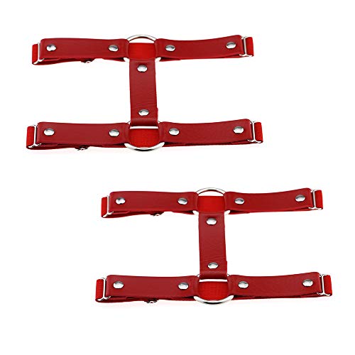 alisikee 2 Stück verstellbarer, elastischer Bein-Strumpfband, 2 Reihen modische Oberschenkel-Strumpfbänder für Frauen, Rot/Ausflug, einfarbig (Getaway Solids), M von alisikee