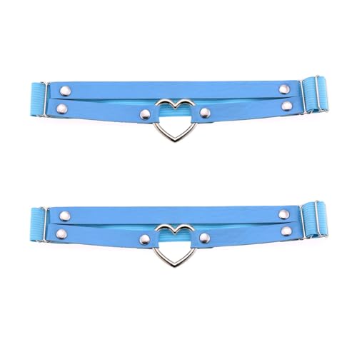 alisikee 2 x verstellbare Herz-Beinstrumpfbänder, elastische Oberschenkelstrumpfbänder für Damen, Blau, Einheitsgröße von alisikee