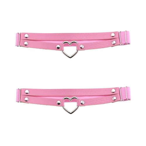 alisikee 2 x verstellbare Herz-Beinstrumpfbänder, elastische Oberschenkelstrumpfbänder für Damen, Pink, Einheitsgröße von alisikee