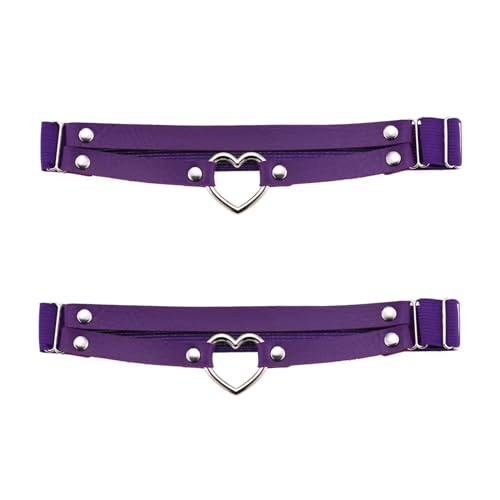 alisikee 2 x verstellbare Herz-Beinstrumpfbänder, elastische Oberschenkelstrumpfbänder für Damen, Violett, Einheitsgröße von alisikee