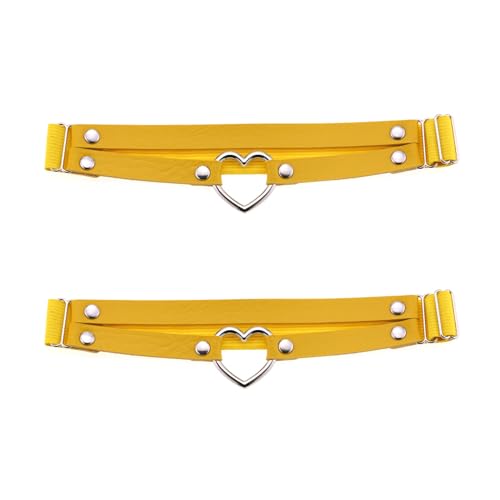 alisikee 2 x verstellbare Herz-Beinstrumpfbänder, elastische Oberschenkelstrumpfbänder für Damen, gelb, Einheitsgröße von alisikee