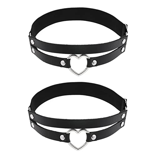 alisikee 2 x verstellbare Herz-Beinstrumpfbänder, elastische Oberschenkelstrumpfbänder für Damen, Schwarz, Einheitsgröße von alisikee
