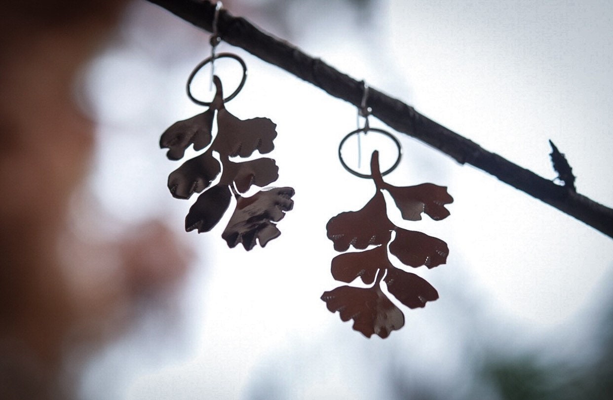 Maiden Hair Farn Ohrringe/sterling Silber Baumeln von alisonfordmetals