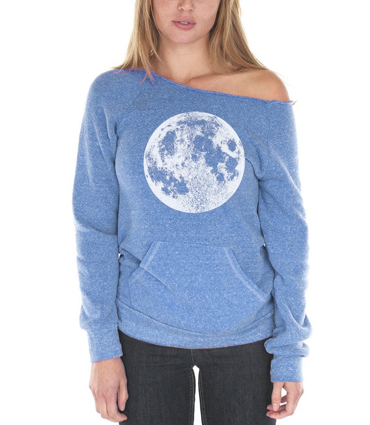 Blue Moon Off-Shoulder Sweatshirt Damen Raglan Top von alittlelark