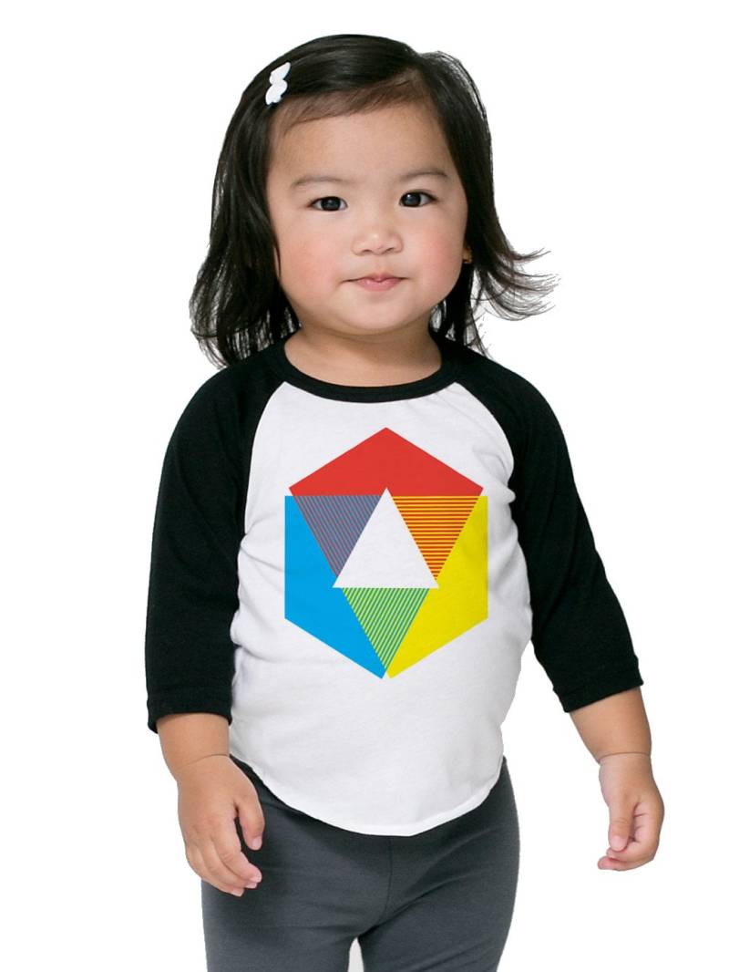 Farbrad Raglan Shirt , Strahlend Weißes Langarm-T-Shirt Für Kleinkind Und Jugend. Regenbogenfarben. Original Lerche Design von alittlelark