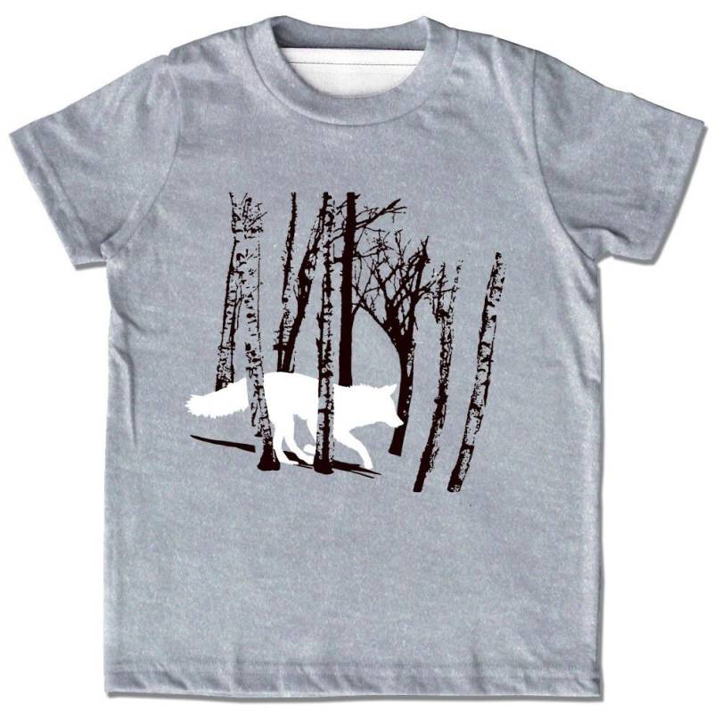 Fox Shirt Kinder Baumwolle T-Shirt Graue Wald Wolf Grafik Unisex Kleidung von alittlelark