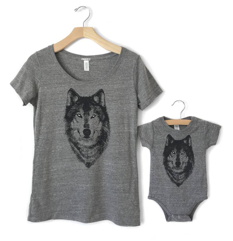 Passendes Wolf T-Shirt Set Mutter & Kind Eco-Blend Shirts von alittlelark
