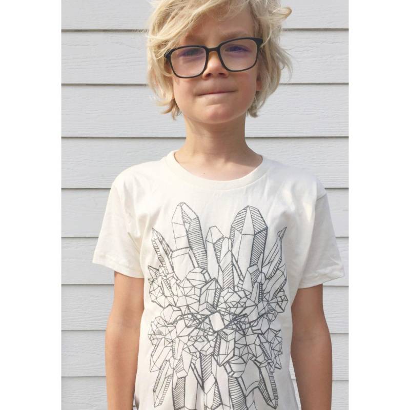 Kinder T-Shirt Aus Bio-Baumwolle Kristall Silberfarbenes Glitzer-Wissenschafts-T-Shirt von alittlelark