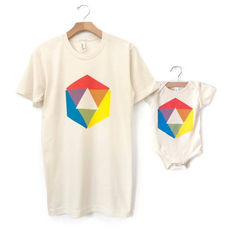 Regenbogen Familie T-Shirt Set Bio Baumwolle Passend Für Dad & Baby von alittlelark