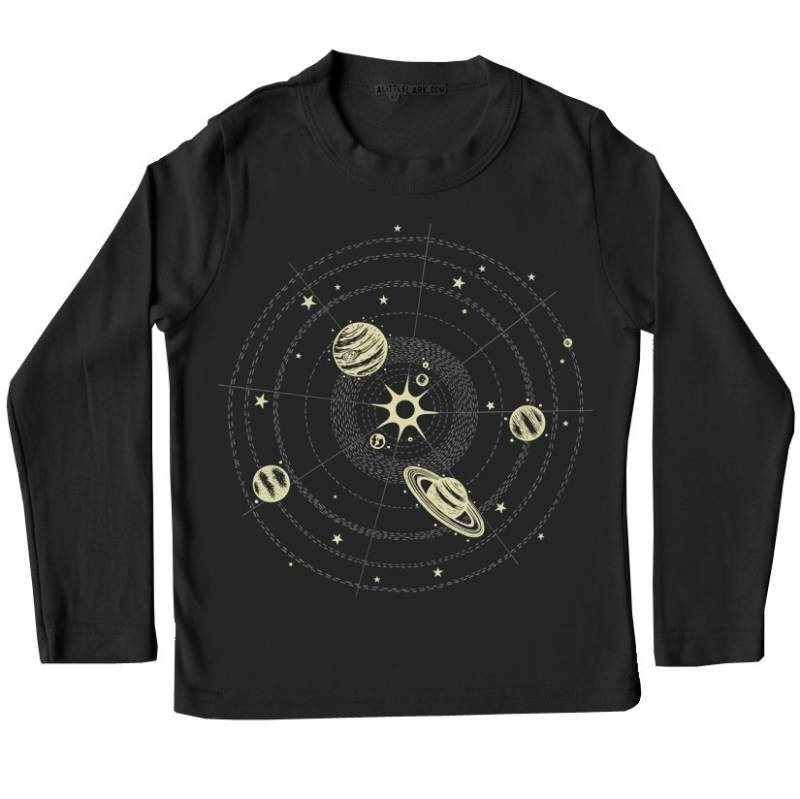 Sonnensystem Kinder T-Shirt Glow in The Dark Sterne & Planeten von alittlelark