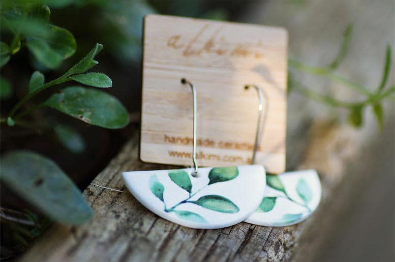 Grüne Keramikohrringe/Keramikschmuck Grün Grüne Keramikohrringe/Keramikschmuck Grün von alkimiceramics
