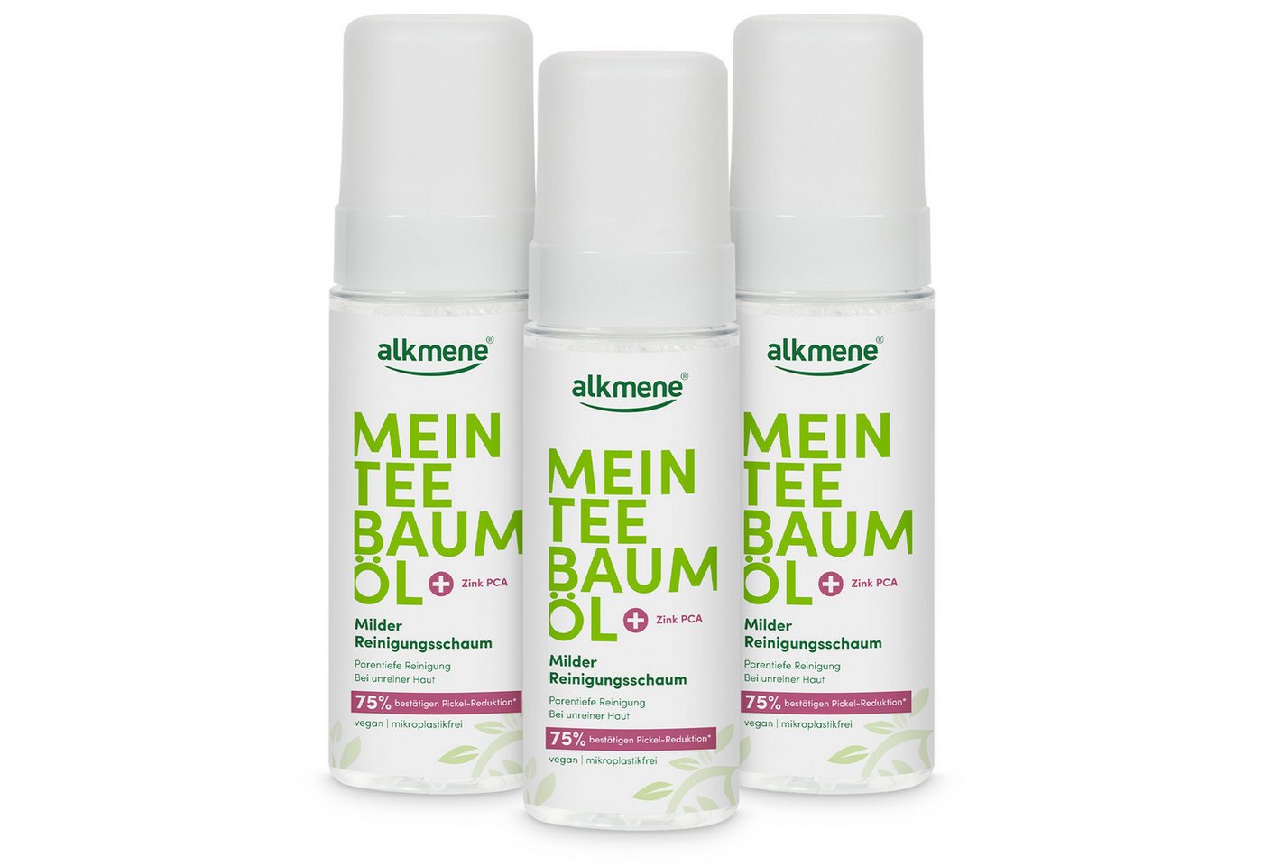 alkmene Gesichts-Reinigungsschaum 3x Reinigungsschaum Gesicht 150 ml - Pickel Reduktion 75% bestätigt, 3-tlg. von alkmene