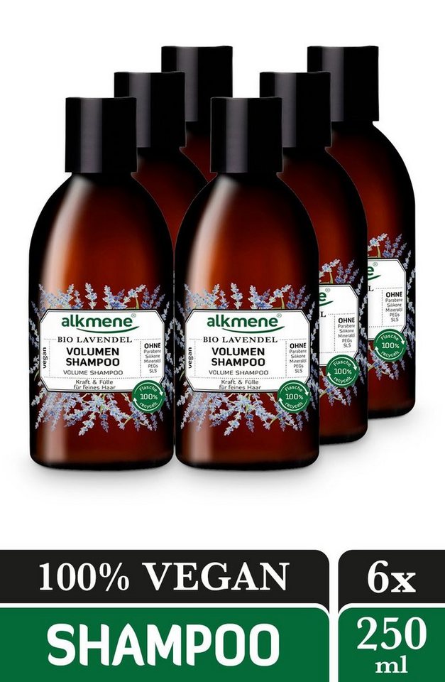 alkmene Haarshampoo 6x Volumen Shampoo Bio Lavendel - Haarshampoo Shampoo Haarpflege, 6-tlg. von alkmene