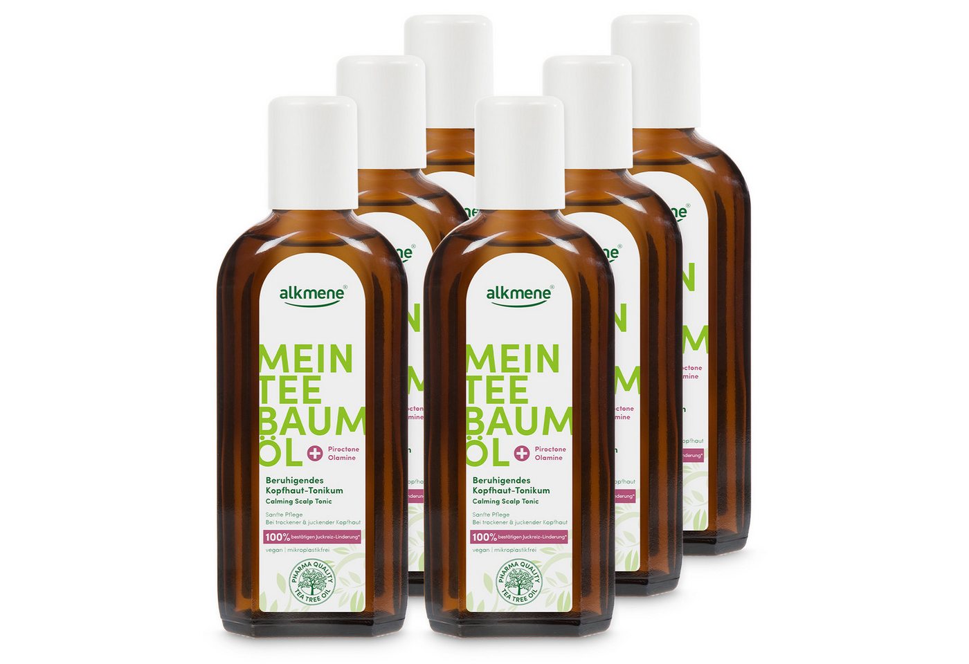 alkmene Haarwasser 6x Teebaumöl Kopfhaut Tonikum Juckreiz Linderung 100% bestätigt vegan, 6-tlg. von alkmene