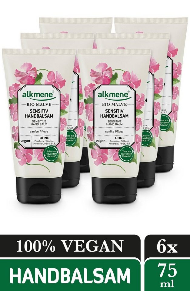 alkmene Handcreme 6x Handbalsam Bio Malve - vegane sensitiv Handcreme - Hautpflege Creme, 6-tlg. von alkmene