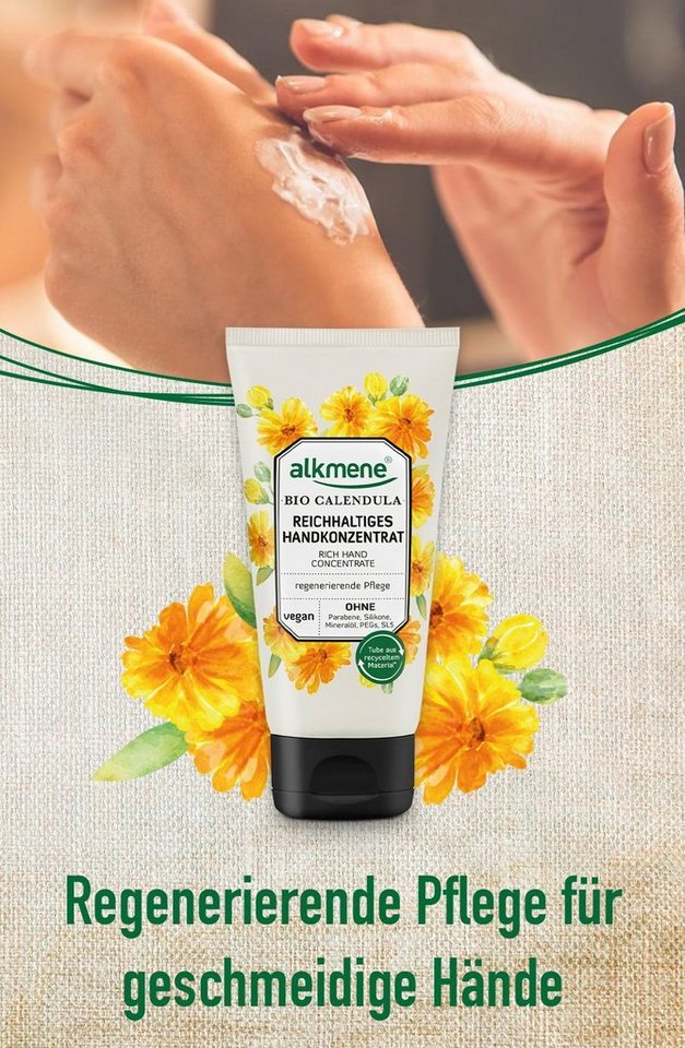 alkmene Handcreme Handkonzentrat Bio Calendula - vegane reichhaltige Handcreme Creme, 1-tlg. von alkmene