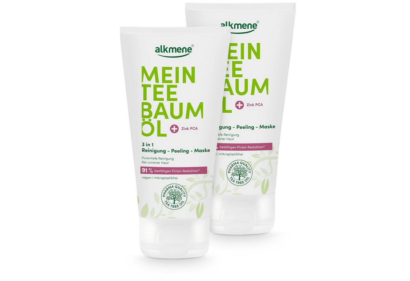 alkmene Körperpeeling 2x 3in1 Reinigung Peeling Maske 150 ml, Pickel Reduktion 91% bestätigt, 2-tlg. von alkmene