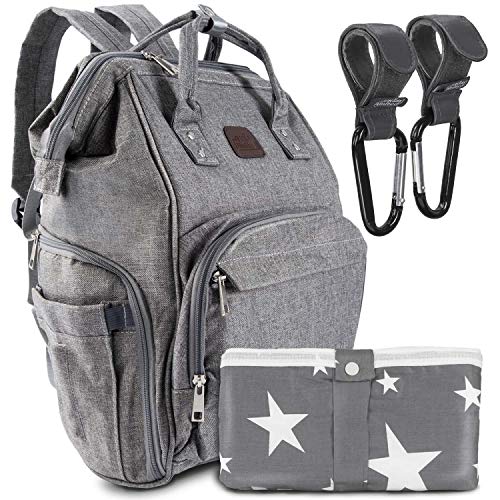 all Kids United® Wickeltasche Baby Wickelrucksack Komplett Set mit Multifunktions-Babytaschen und Kinderwagengurte und mobiler Wickelauflage von all Kids United