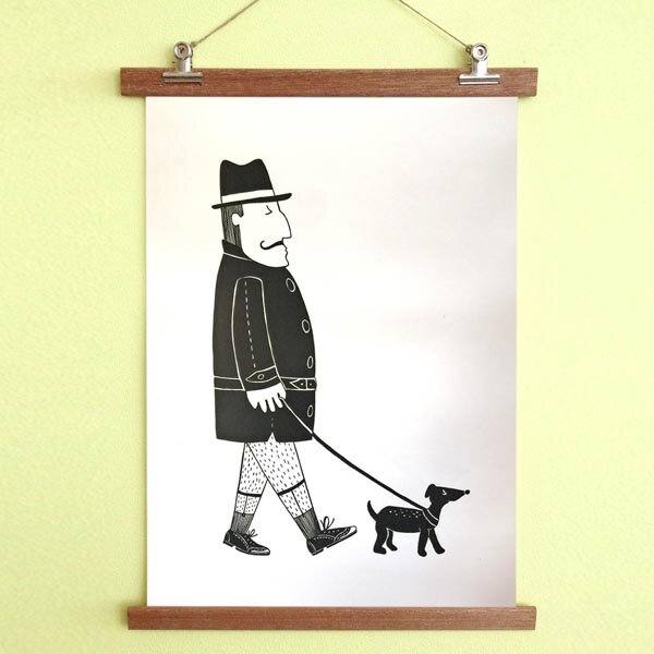 all the things we like Poster Herr mit Hund mit Aufhängung von all the things we like